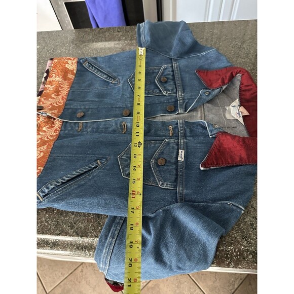 Vintage 1970s Wrangler Corduroy Collar Denim Snap On Jacket - Picture 10 of 13